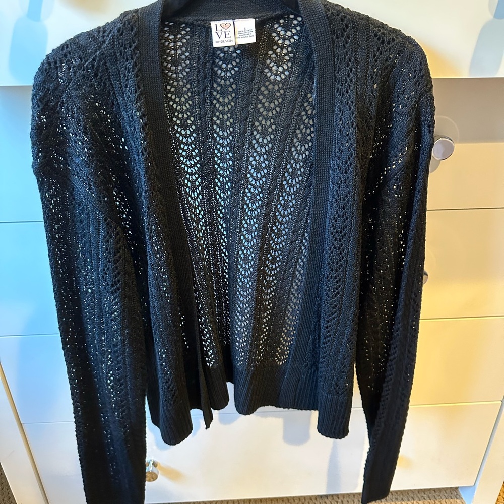 Love Black Open Front Cardigan